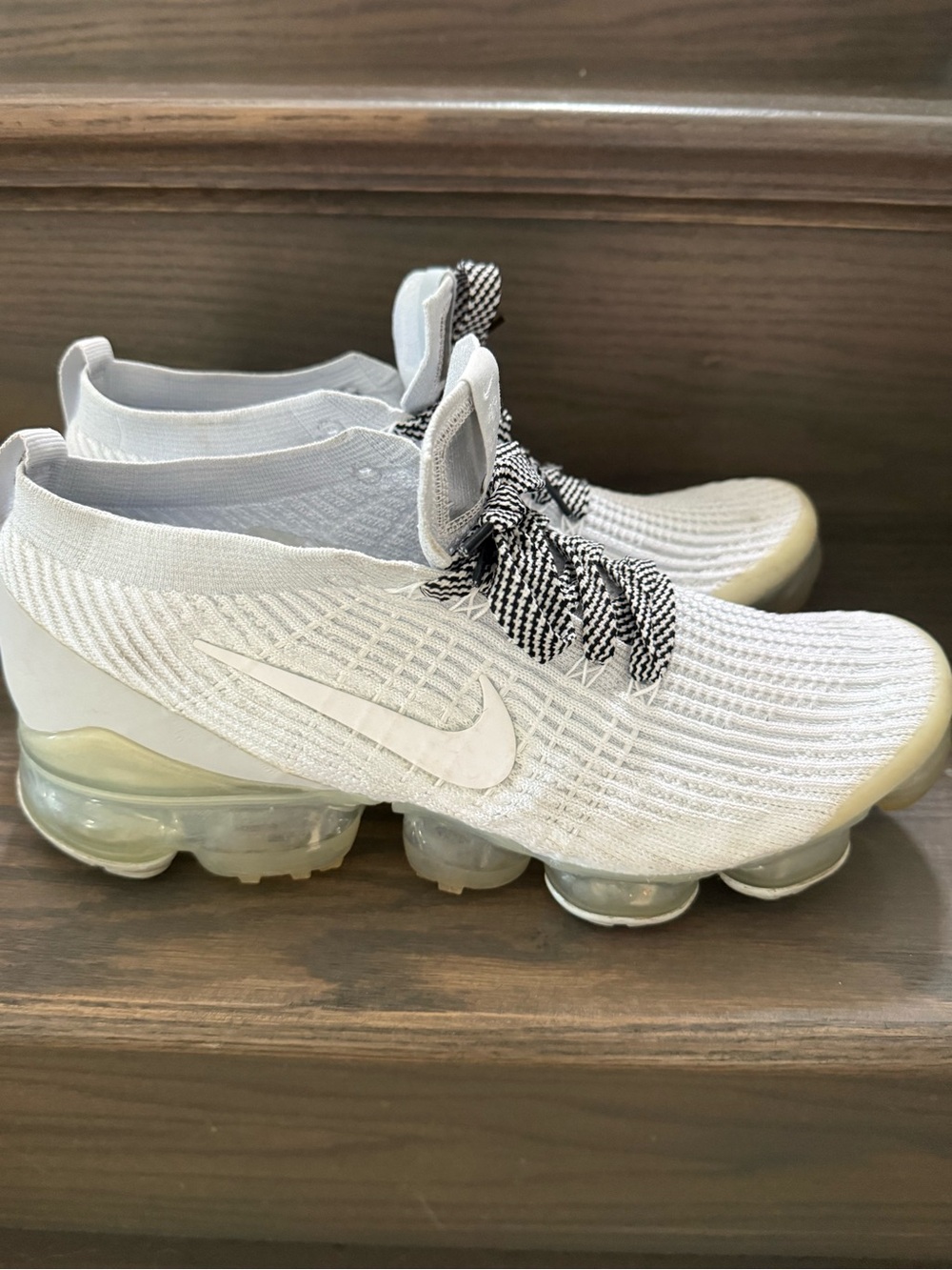 Nike White Flyknit VaporMax Sneakers size 10